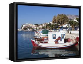 Fishing Harbour, Ormos Marathokampos, Samos, Aegean Islands, Greece-Stuart Black-Framed Stretched Canvas