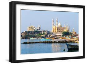 Fishing Harbour with Mosque in the Background (Kerala, India)-straannick-Framed Photographic Print