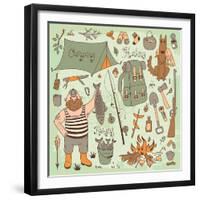 Fishing, Hunting, Camping Set-Baksiabat-Framed Premium Giclee Print