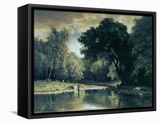 Fishing in a Stream, 1857-George Inness-Framed Stretched Canvas