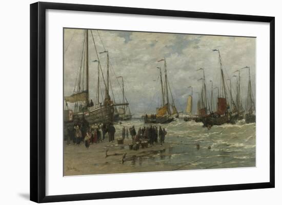 Fishing in Breaking Waves, Humpies, Salmon-Hendrik Willem Mesdag-Framed Art Print