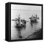 Fishing in Grand Canal in Soo-chow China Photograph - Soo-chow, China-Lantern Press-Framed Stretched Canvas