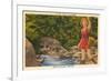 Fishing in Sun Valley, Idaho, Girl in Sun Dress-null-Framed Premium Giclee Print