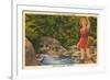 Fishing in Sun Valley, Idaho, Girl in Sun Dress-null-Framed Art Print