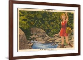 Fishing in Sun Valley, Idaho, Girl in Sun Dress-null-Framed Art Print