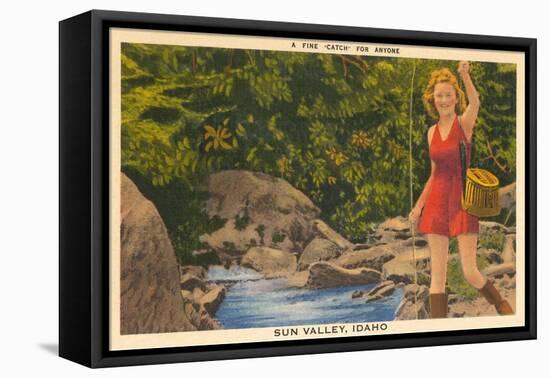 Fishing in Sun Valley, Idaho, Girl in Sun Dress-null-Framed Stretched Canvas