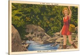 Fishing in Sun Valley, Idaho, Girl in Sun Dress-null-Stretched Canvas