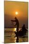 Fishing in the Danube Delta, Casting Nets During Sunset on a Lake, Romania-Martin Zwick-Mounted Photographic Print