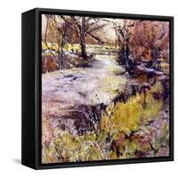 Fishing in Wolfscote dale-Mary Smith-Framed Stretched Canvas