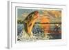 Fishing is Excellent Here, Catching Giant Fish-null-Framed Art Print