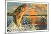 Fishing is Excellent Here, Catching Giant Fish-null-Mounted Art Print