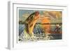 Fishing is Excellent Here, Catching Giant Fish-null-Framed Art Print