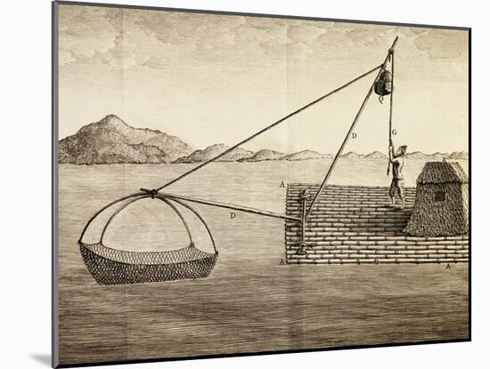 Fishing Method Used by Luzon Island Indians, Engraving from Voyage to New Guinea-Pierre Sonnerat-Mounted Giclee Print