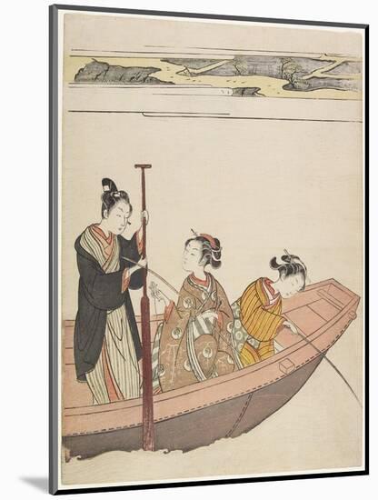 Fishing Near Mimeguri Shrine on the Sumida River, C. 1767-Suzuki Harunobu-Mounted Giclee Print