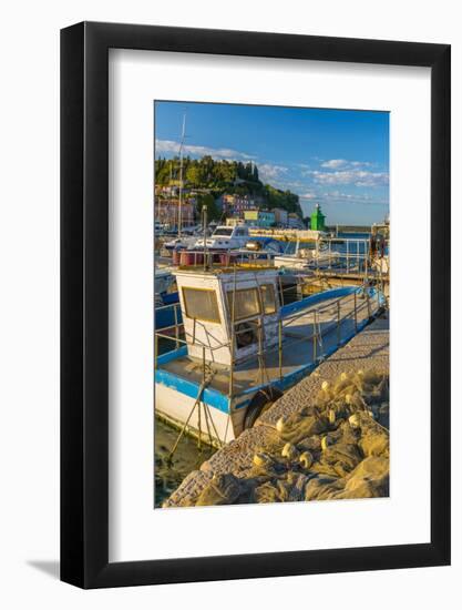 Fishing Nets and Fishing Boat, Old Town Harbour, Piran-Alan Copson-Framed Photographic Print