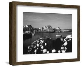 Fishing Nets and Houses at Harbor, Peggy's Cove, Nova Scotia, Canada-Greg Probst-Framed Photographic Print