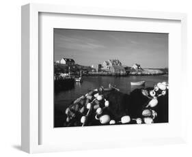 Fishing Nets and Houses at Harbor, Peggy's Cove, Nova Scotia, Canada-Greg Probst-Framed Photographic Print