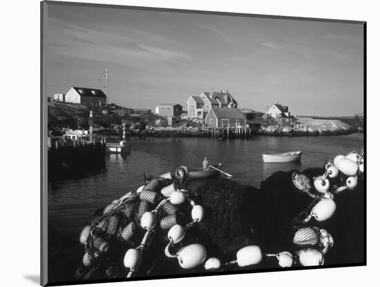 Fishing Nets and Houses at Harbor, Peggy's Cove, Nova Scotia, Canada-Greg Probst-Mounted Photographic Print