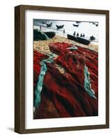 Fishing Nets Laid Out on the Beach after the Day's Wor-Paul Harris-Framed Photographic Print