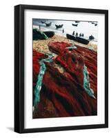 Fishing Nets Laid Out on the Beach after the Day's Wor-Paul Harris-Framed Photographic Print