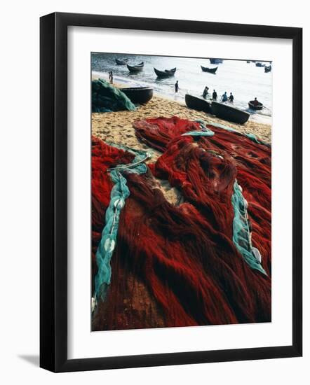 Fishing Nets Laid Out on the Beach after the Day's Wor-Paul Harris-Framed Photographic Print