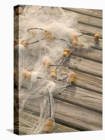 Fishing Nets on Town Pier, Loyalist Cays, Abacos, Bahamas-Walter Bibikow-Stretched Canvas