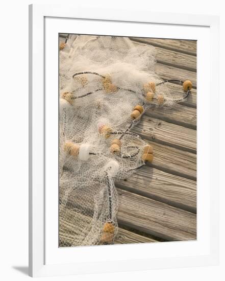 Fishing Nets on Town Pier, Loyalist Cays, Abacos, Bahamas-Walter Bibikow-Framed Photographic Print