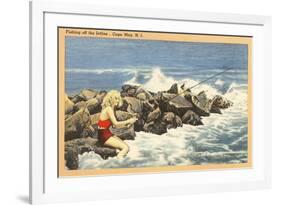 Fishing off Jetty, Cape May, New Jersey-null-Framed Premium Giclee Print