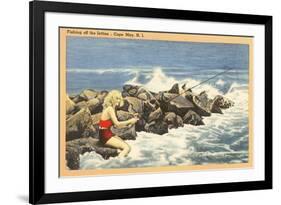 Fishing off Jetty, Cape May, New Jersey-null-Framed Premium Giclee Print