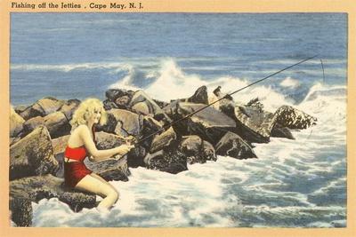 Fishing off Jetty, Cape May, New Jersey' Prints