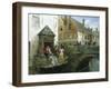 Fishing on a Canal in Bruges-Georges Jules Auguste Cain-Framed Giclee Print