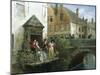 Fishing on a Canal in Bruges-Georges Jules Auguste Cain-Mounted Giclee Print