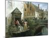 Fishing on a Canal in Bruges-Georges Jules Auguste Cain-Mounted Giclee Print