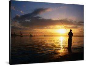 Fishing on Bahia De La Habana, Havana, Cuba-Peter Ptschelinzew-Stretched Canvas