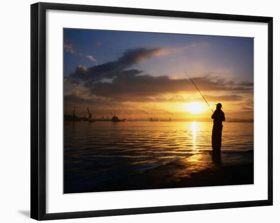 Fishing on Bahia De La Habana, Havana, Cuba-Peter Ptschelinzew-Framed Photographic Print