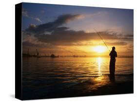 Fishing on Bahia De La Habana, Havana, Cuba-Peter Ptschelinzew-Stretched Canvas