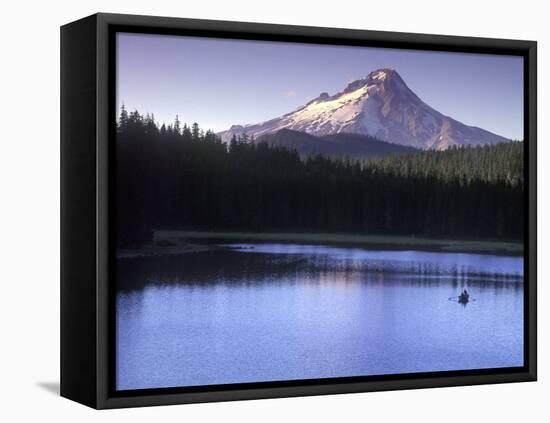 Fishing on Frog Lake at Sunset, Mt. Hood, Oregon, USA-Janis Miglavs-Framed Stretched Canvas