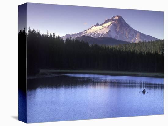 Fishing on Frog Lake at Sunset, Mt. Hood, Oregon, USA-Janis Miglavs-Stretched Canvas