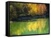 Fishing on Lake Sylvanstein, Germany with Fall Colors-Sheila Haddad-Framed Stretched Canvas