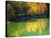 Fishing on Lake Sylvanstein, Germany with Fall Colors-Sheila Haddad-Stretched Canvas