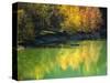 Fishing on Lake Sylvanstein, Germany with Fall Colors-Sheila Haddad-Stretched Canvas