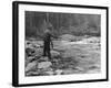 Fishing on the Elwha, Olympic Peninsula, Undated-Asahel Curtis-Framed Giclee Print