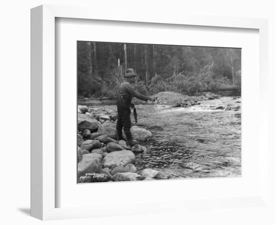 Fishing on the Elwha, Olympic Peninsula, Undated-Asahel Curtis-Framed Giclee Print