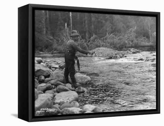 Fishing on the Elwha, Olympic Peninsula, Undated-Asahel Curtis-Framed Stretched Canvas