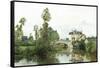 Fishing on the Lake-Charles Leslie-Framed Stretched Canvas