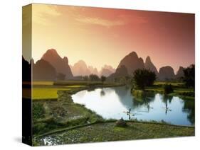 Fishing on the Li River-null-Stretched Canvas