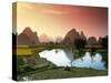 Fishing on the Li River-null-Stretched Canvas