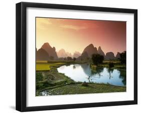 Fishing on the Li River-null-Framed Premium Photographic Print