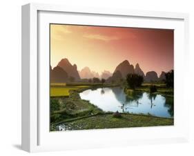 Fishing on the Li River-null-Framed Premium Photographic Print