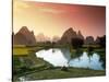 Fishing on the Li River-null-Stretched Canvas